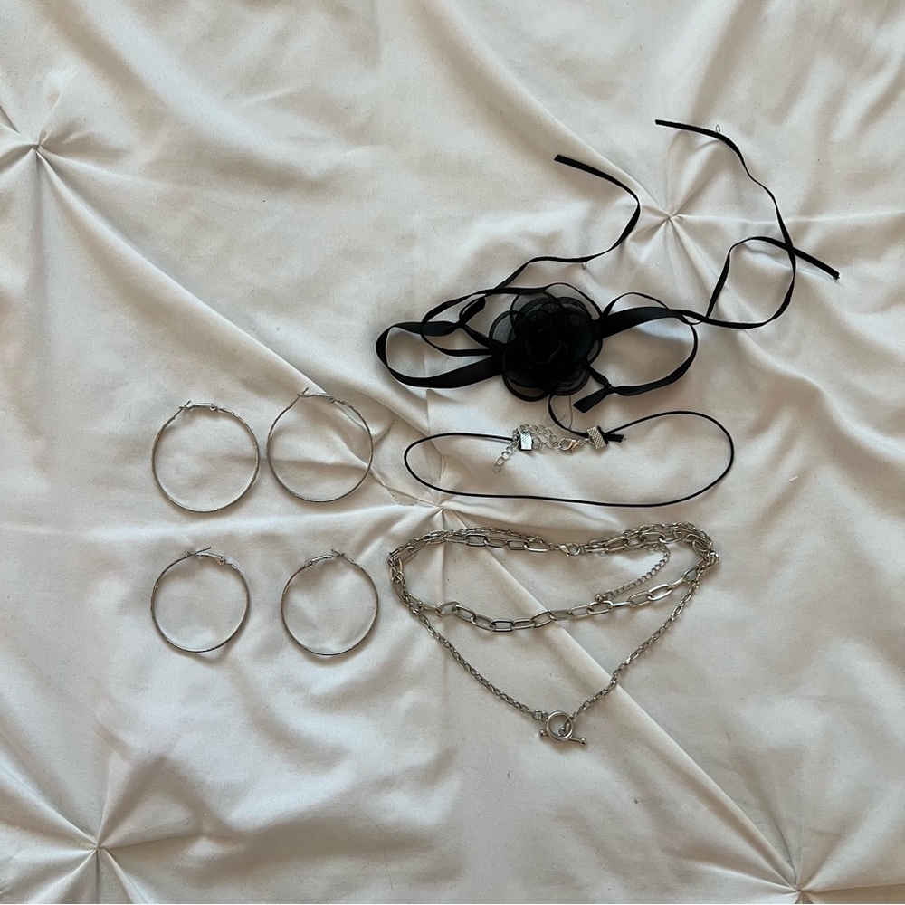 FREE with any purchase! Choker necklace and hoop earrings bundle